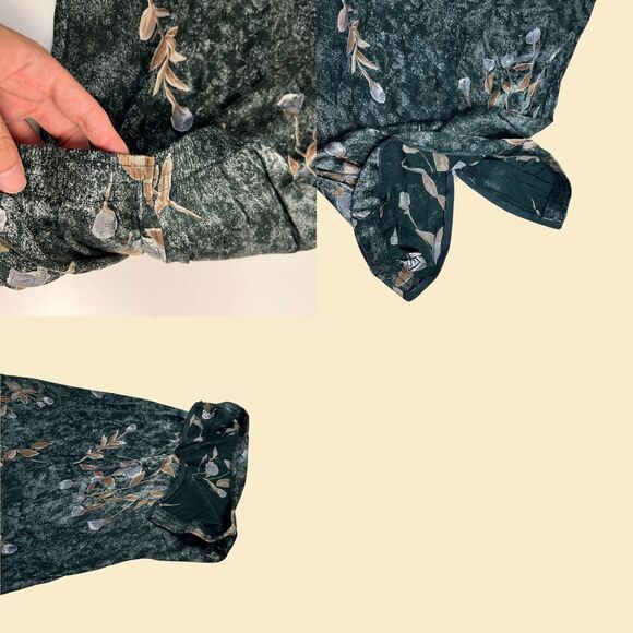 Vintage 70s 2-piece skirt & blouse set, Synari size 12/M floral green maxi skirt - Picture 4 of 10